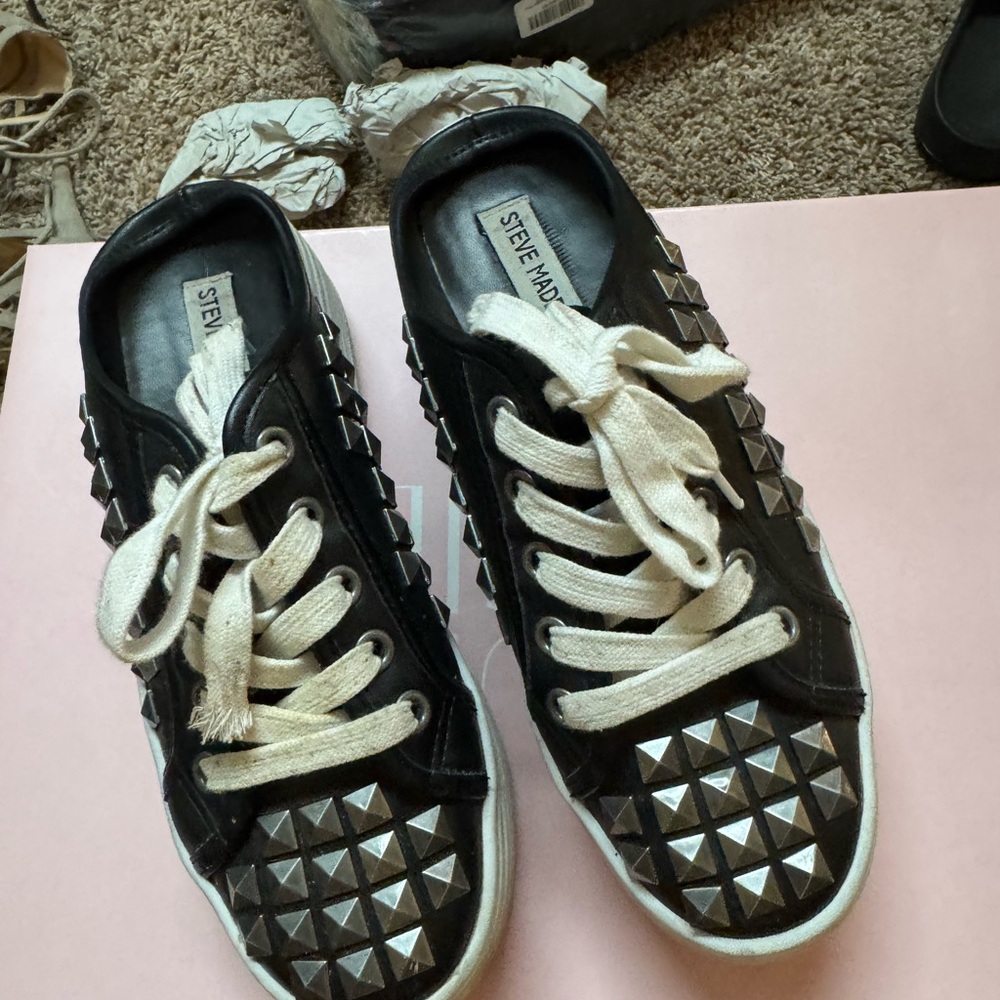 Steve Madden Black Studded Sneakers
